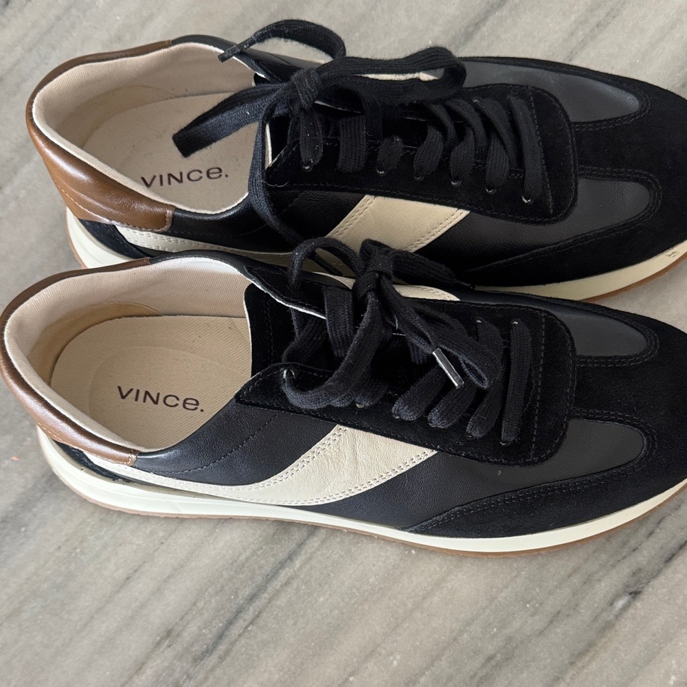 Vince Black, Cream & Brown Low-Top Sneakers